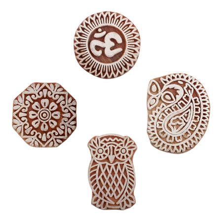 Set of 4 Piece New Mix Wooden Printing Blocks